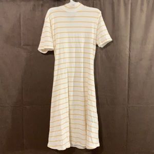 Yellow Stripes Mock Neck Dress